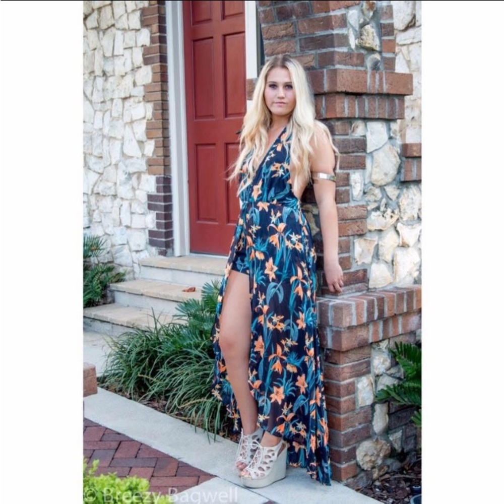 Floral Halter Maxi Dress